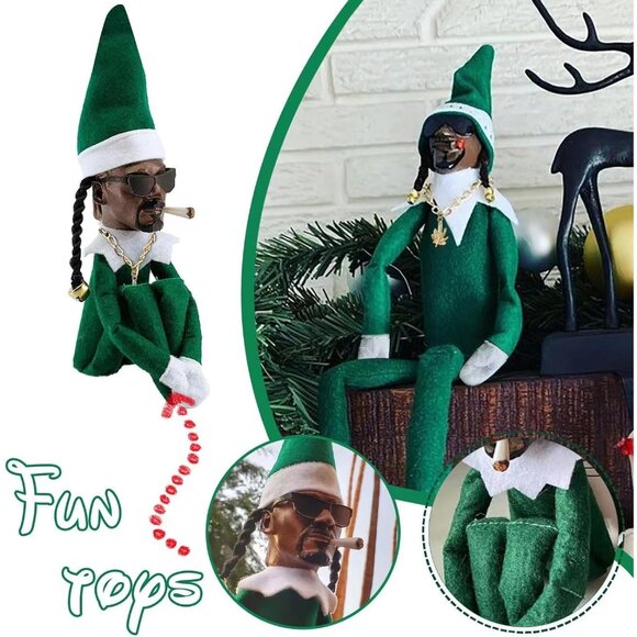 Black Christmas Elf Doll Hip Hop Style for Holiday Party and Tree Decorations - Picture 4 of 5